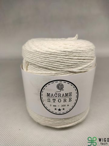 Sznurek do makramy bawełniany naturalny 2MM/300m