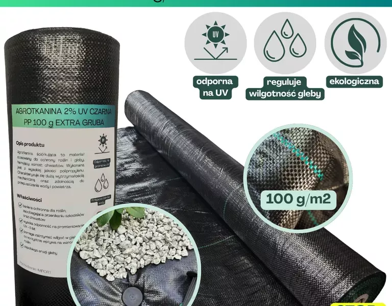 Agrotkanina czarna 100g/m2 2,5x50m EXTRA GRUBA