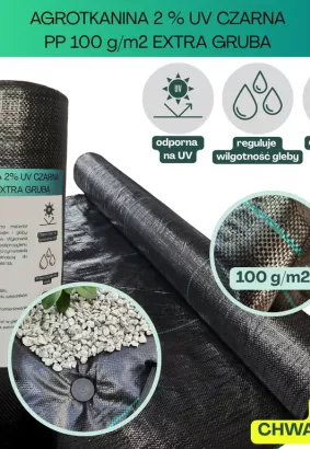 Agrotkanina czarna 100g/m2 2,5x50m EXTRA GRUBA