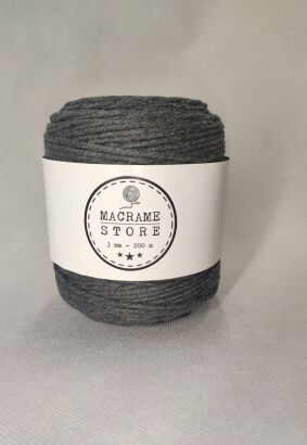 Sznurek do makramy bawełniany antracytowy 3MM/200m