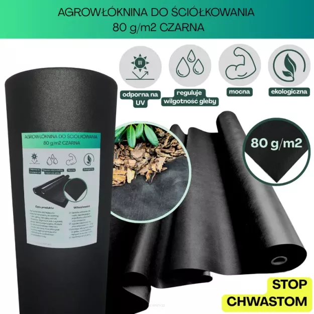 Agrowłóknina czarna Wigo-garden 2% UV 80g/m2 160cm 10mb
