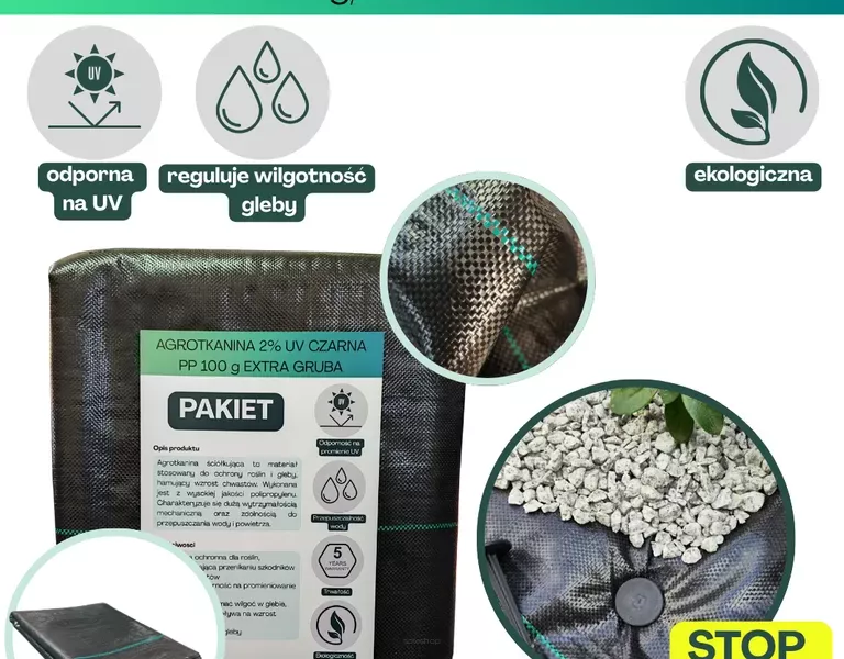 Agrotkanina czarna 100g/m2 3,2x20m EXTRA GRUBA