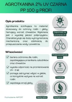 Agrotkanina czarna 100g/m2 1,6x50m PROFI - 3