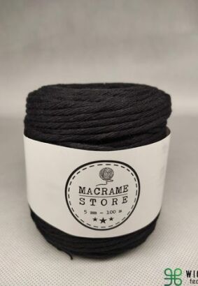 Sznurek do makramy bawełniany czarny 5MM/100m