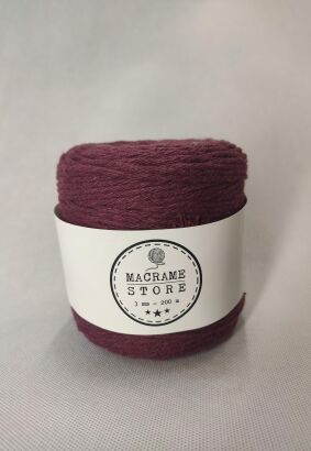 Sznurek do makramy bawełniany bordowy 3MM/200m