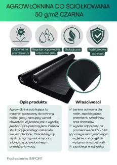 Agrowłóknina czarna 50g/m2 0,8x10m - 2