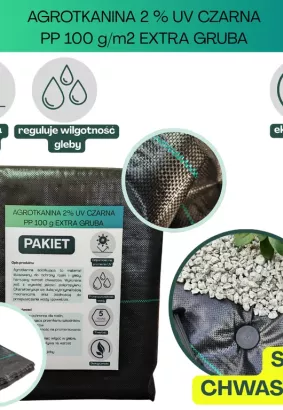 Agrotkanina czarna 100g/m2 2,7x25m EXTRA GRUBA