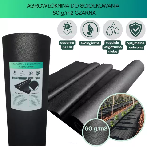 Agrowłóknina czarna Wigo-garden 2% UV 60g/m2 160cm 10mb