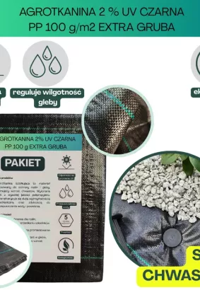 Agrotkanina czarna 100g/m2 2,3x20m EXTRA GRUBA