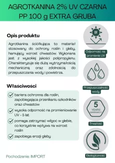 Agrotkanina czarna 100g/m2 4,5x20m EXTRA GRUBA - 3
