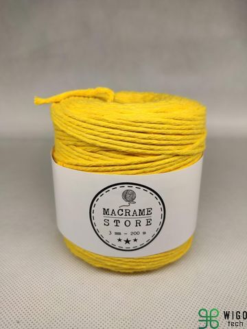 Sznurek do makramy bawełniany żółty 3MM/200m