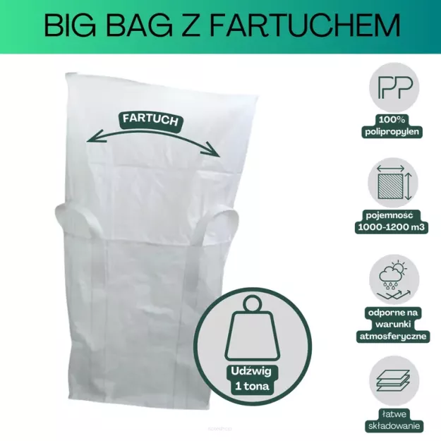 Big bag ECO 91x91x120 góra fartuch płaskie dno 1 szt