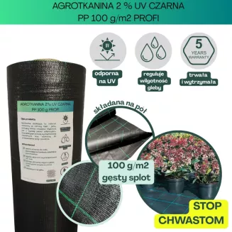 Agrotkanina czarna 100g/m2 2,5x100m PROFI - 2