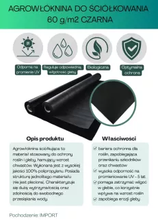Agrowłóknina czarna 60g/m2 1,6x50m - 2
