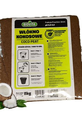 Włókno kokosowe 5kg brykiet 6mm