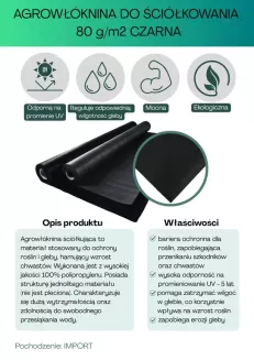 Agrowłóknina czarna 80g/m2 1,6x25m - 2