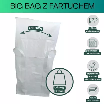 Big bag ECO 90x90x160 góra fartuch komin wysyp 1 szt