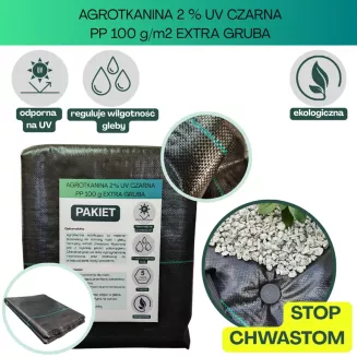 Agrotkanina czarna 100g/m2 2x25m EXTRA GRUBA - 2