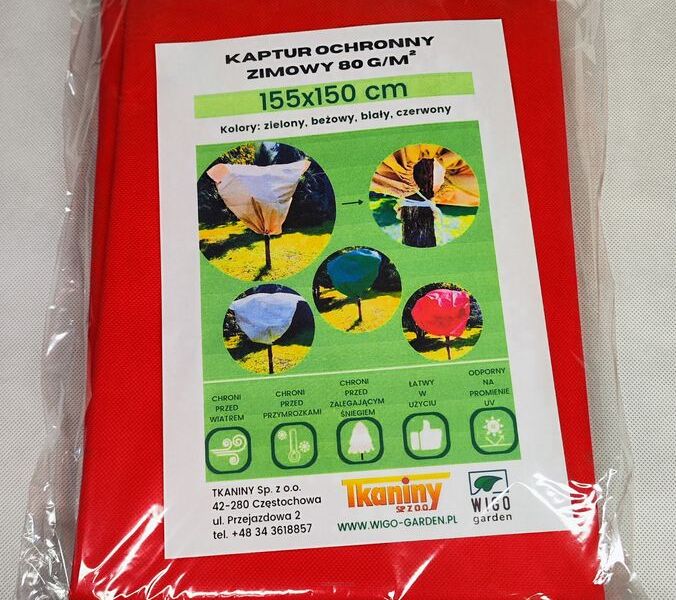 Zimowy kaptur ochronny Agro-worek czerwony 155x150cm 5 szt