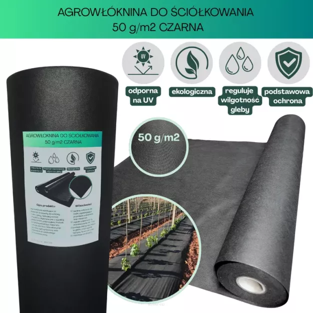 Agrowłóknina czarna Wigo-garden 2% UV 50g/m2 160cm 20mb