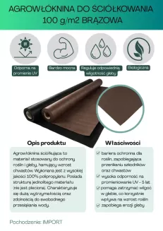 Agrowłóknina brązowa 100g/m2 1,6x50m - 2