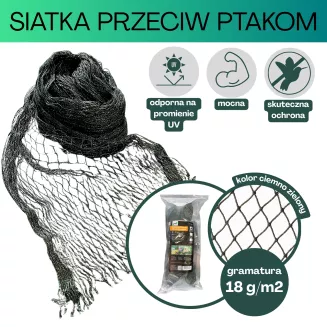 Siatka przeciw ptakom UV 10m x 2m 18g/m2 (6 szpilek) - 2