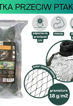 Siatka przeciw ptakom UV 10m x 2m 18g/m2 (6 szpilek)