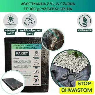 Agrotkanina czarna 100g/m2 1,6x25m EXTRA GRUBA - 2