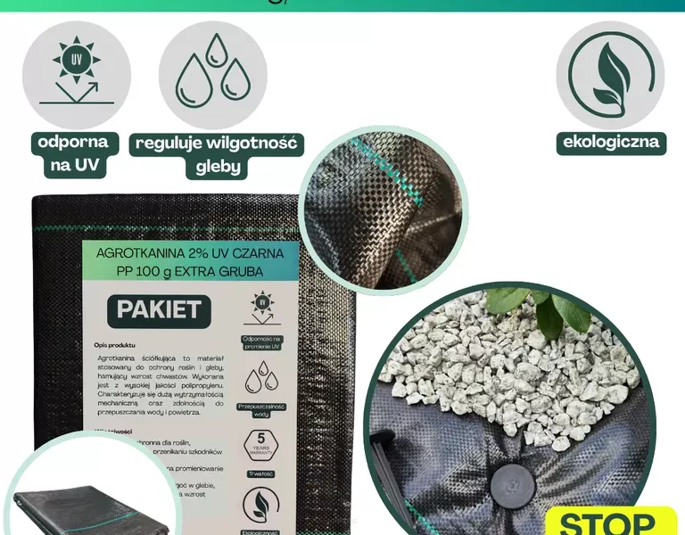 Agrotkanina czarna 100g/m2 0,6x10m EXTRA GRUBA