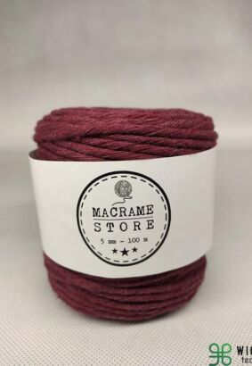 Sznurek do makramy bawełniany bordowy 5MM/100m