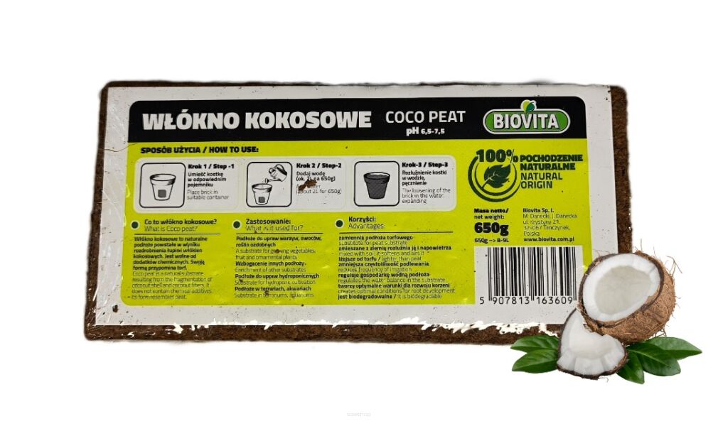 Włókno kokosowe 650g brykiet 6mm